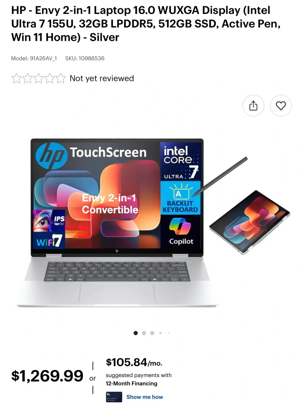 HP Envy X360 16 2 in 1 Laptop